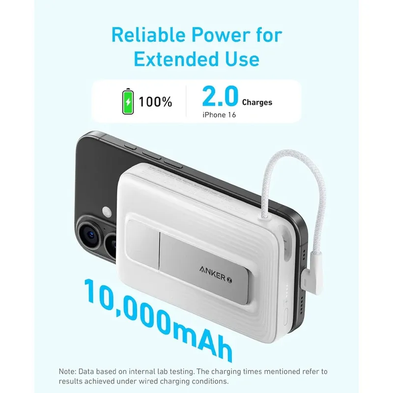 پاوربانک انکر مدل Zolo Magnetic A1685 ظرفیت 10000 میلی آمپر توان 30 وات