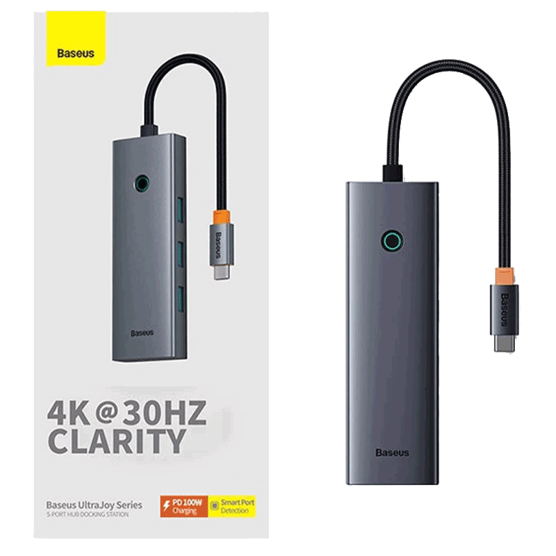 هاب 5 پورت USB – C باسئوس مدل UltraJoy Series HDMI – 4K 30Hz Clarity