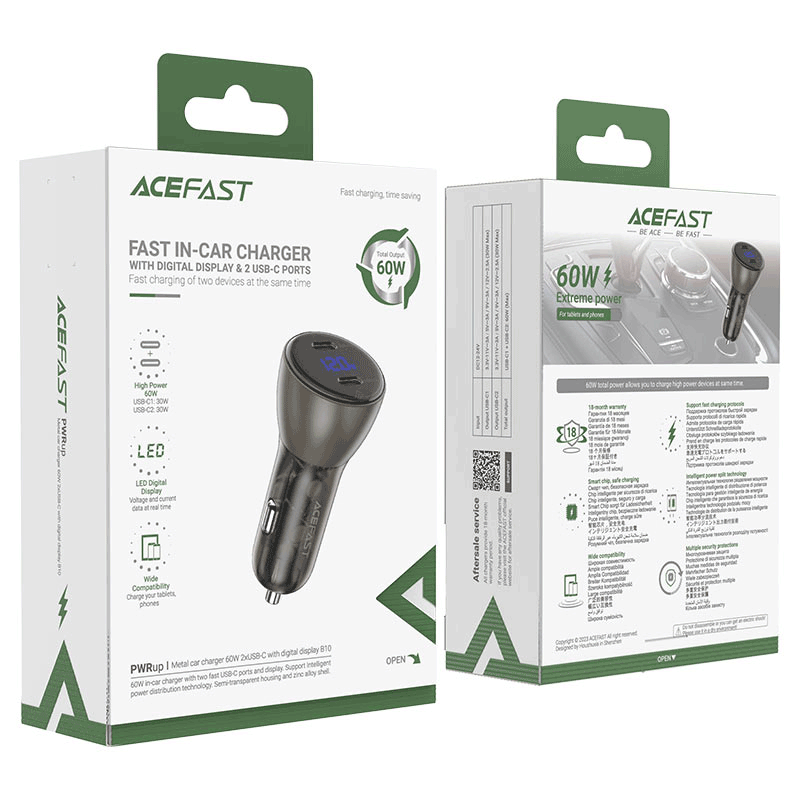 شارژر فندکی ایسفست ACEFAST B10 توان 60 وات